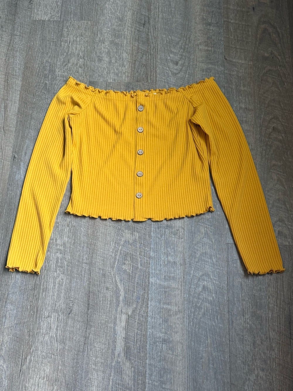 IRIS Marigold Off Shoulder Crop Top Size L